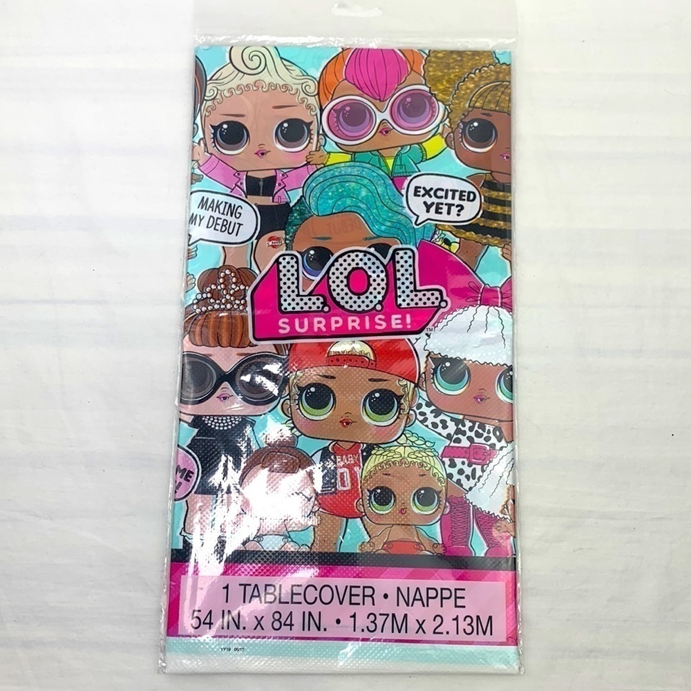 LOL Surprise! Party Tablecloth-Plastic, Multi, 54”x84”, NWT Imported UK